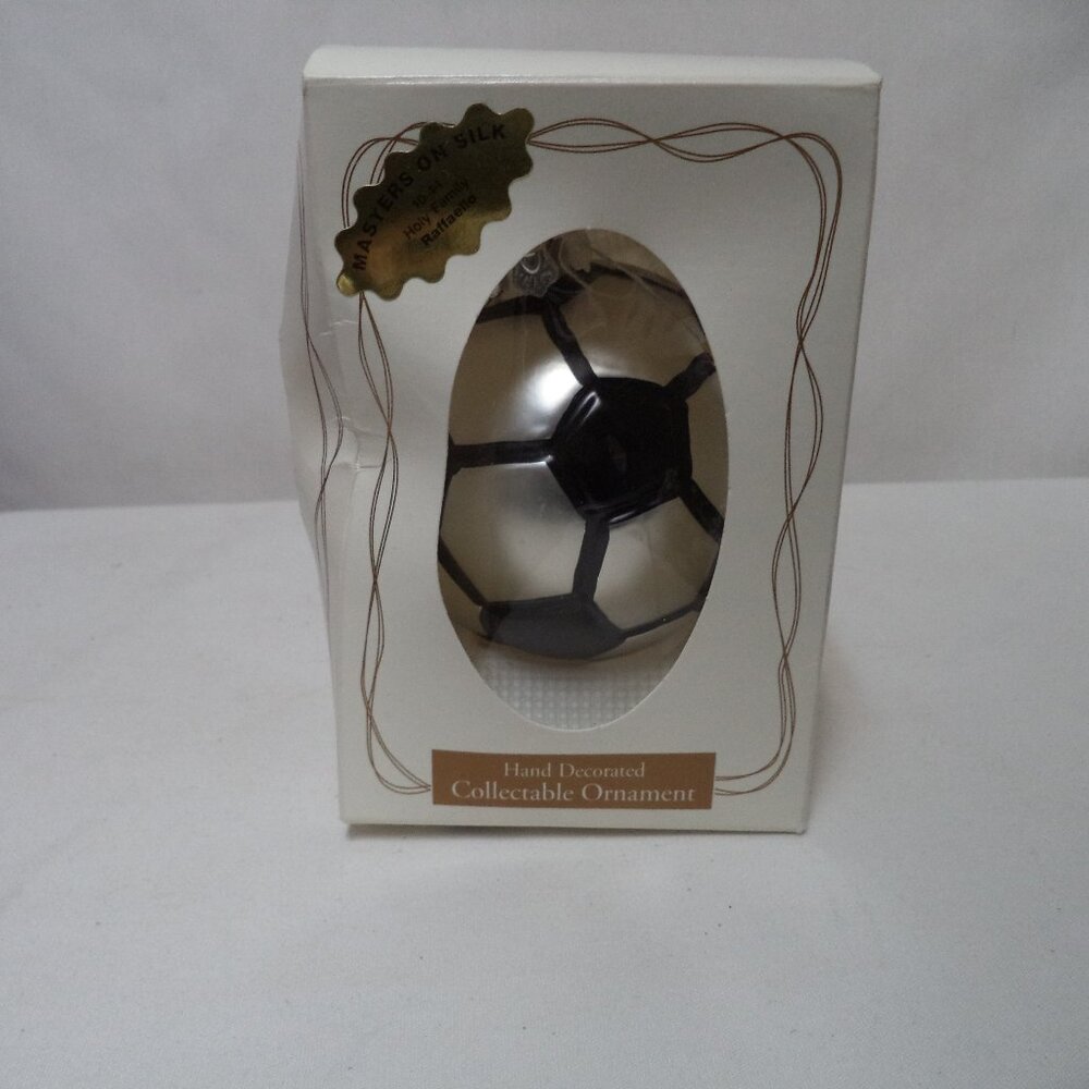 Masters on Silk Krebs Christmas Soccer Ball Ornament glass hand painted NEW NIB - Picture 3 of 6